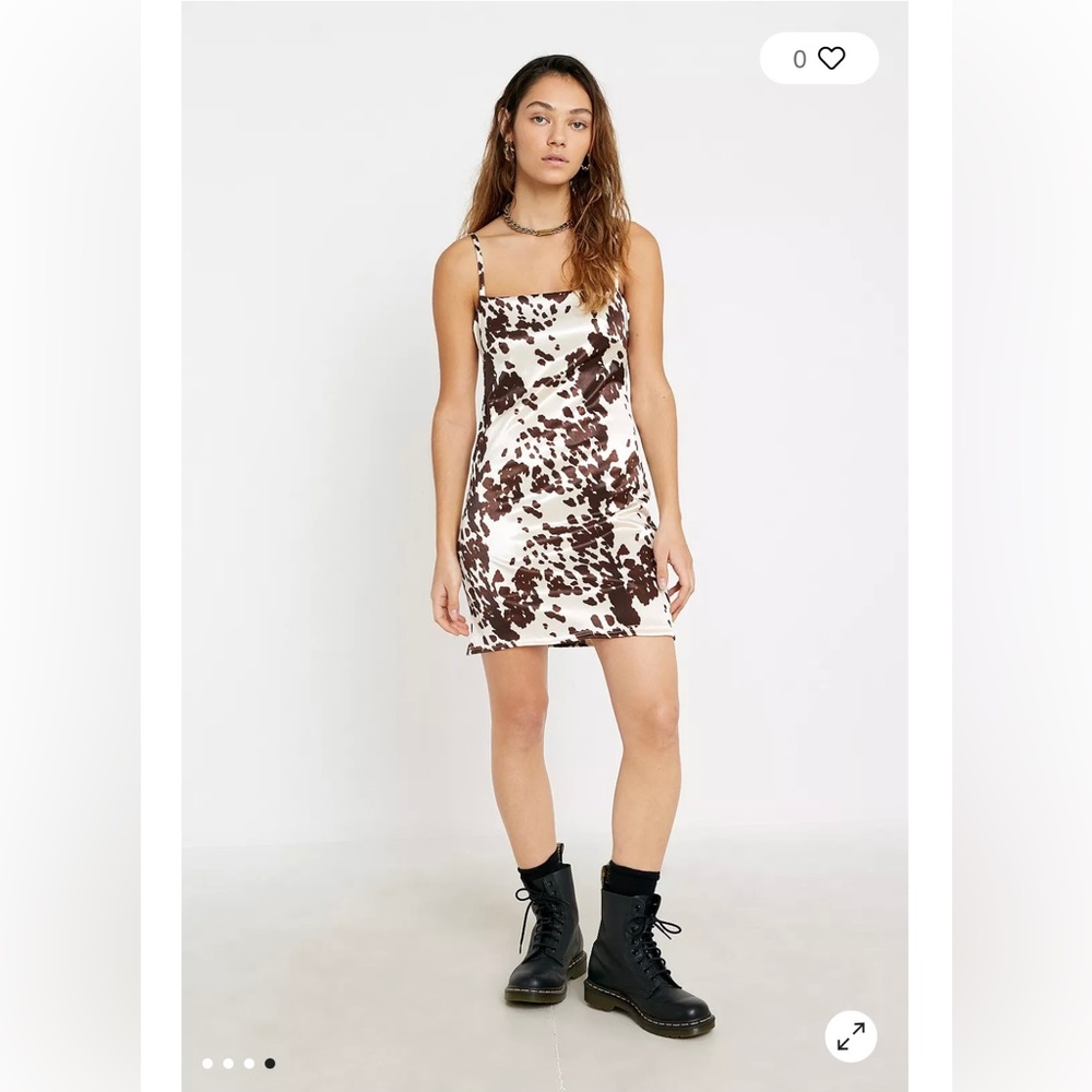 Urban Outfitters Satin Cow Print Dress